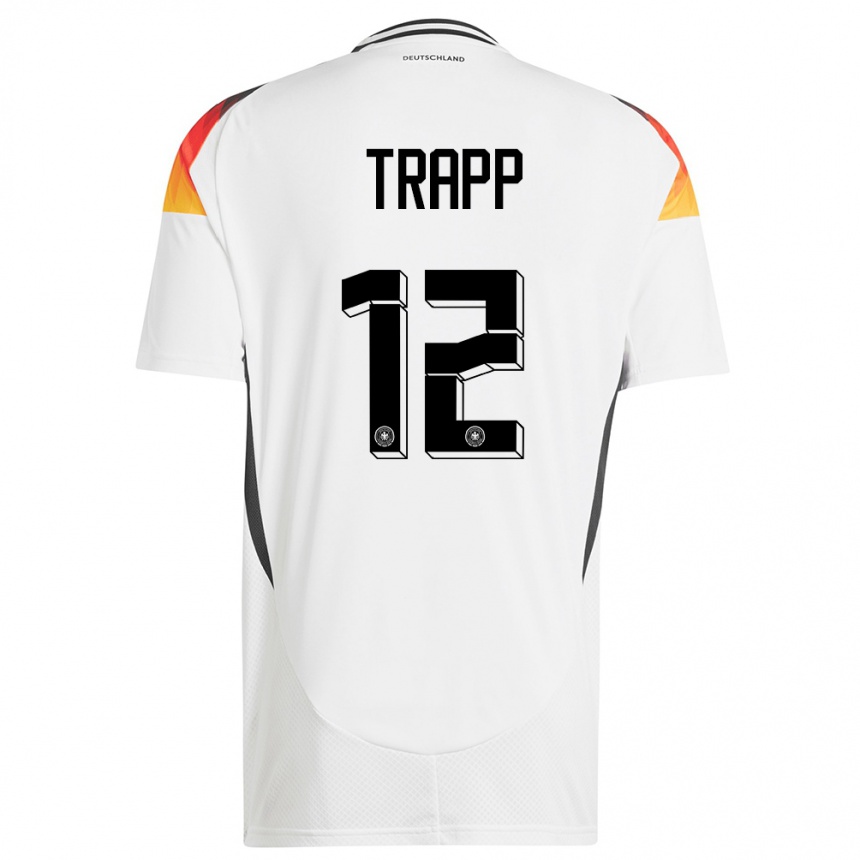 Damen Fußball Deutschland Kevin Trapp #12 Weiß Heimtrikot Trikot 24-26 T-Shirt Luxemburg