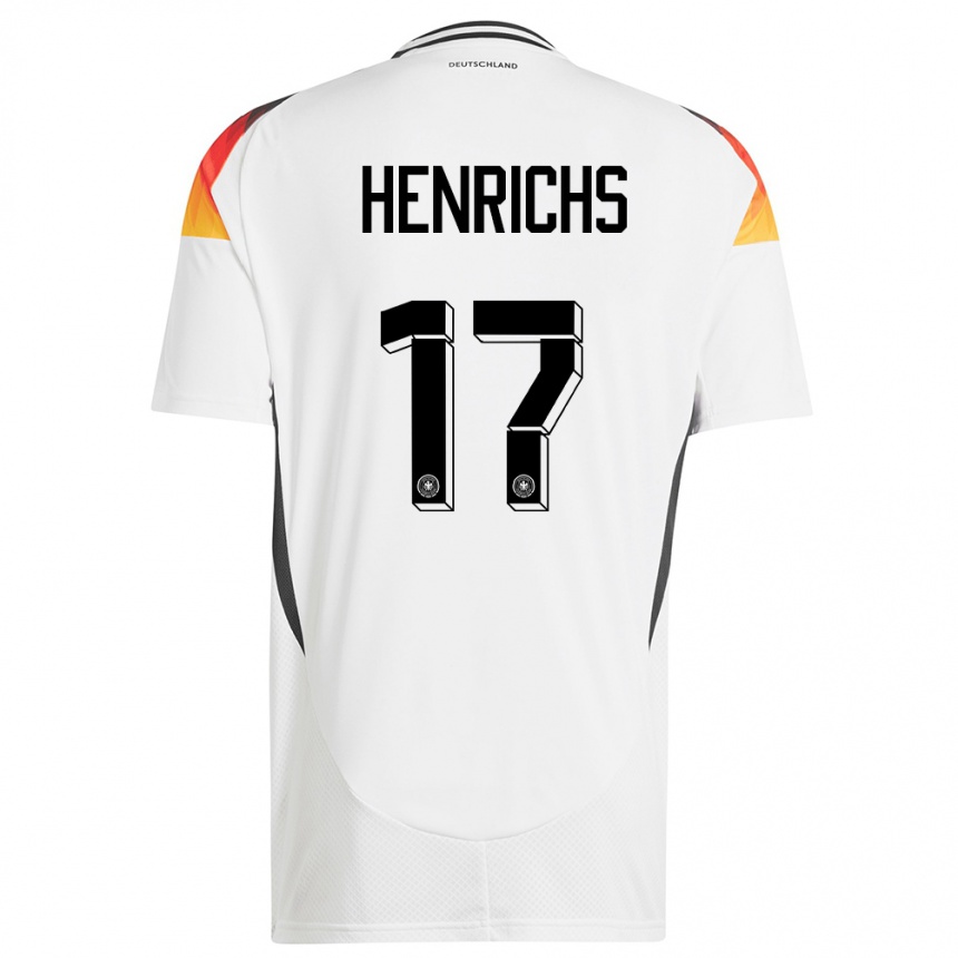 Damen Fußball Deutschland Benjamin Henrichs #17 Weiß Heimtrikot Trikot 24-26 T-Shirt Luxemburg