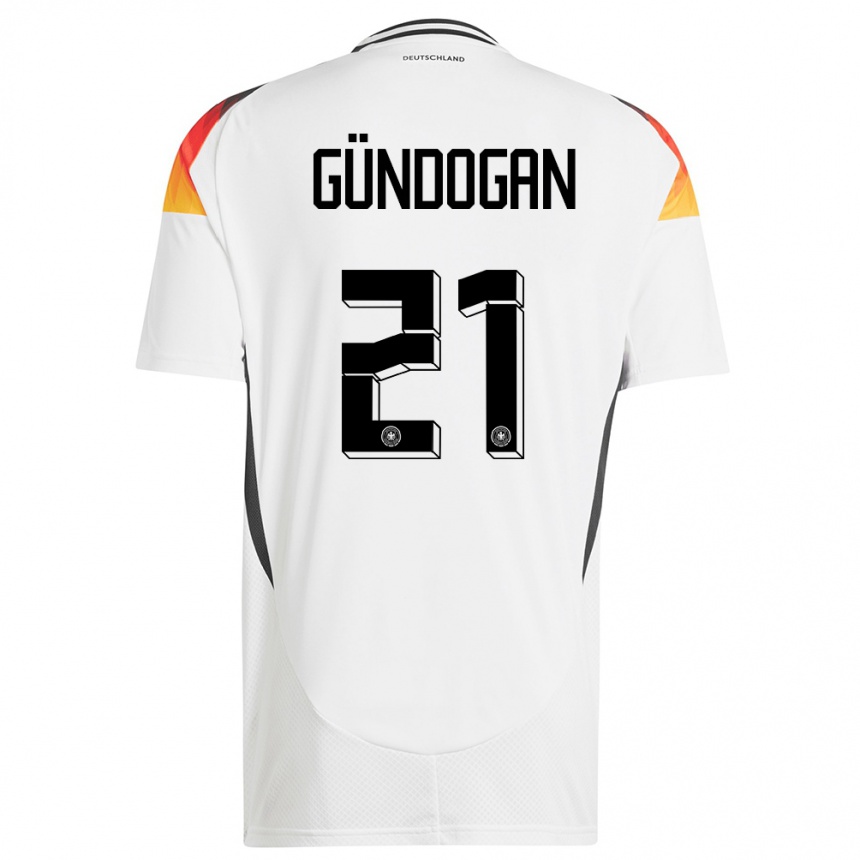Damen Fußball Deutschland Ilkay Gundogan #21 Weiß Heimtrikot Trikot 24-26 T-Shirt Luxemburg