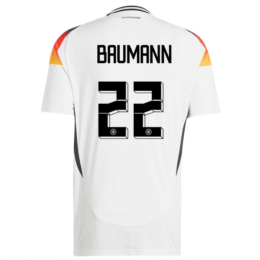 Damen Fußball Deutschland Oliver Baumann #22 Weiß Heimtrikot Trikot 24-26 T-Shirt Luxemburg