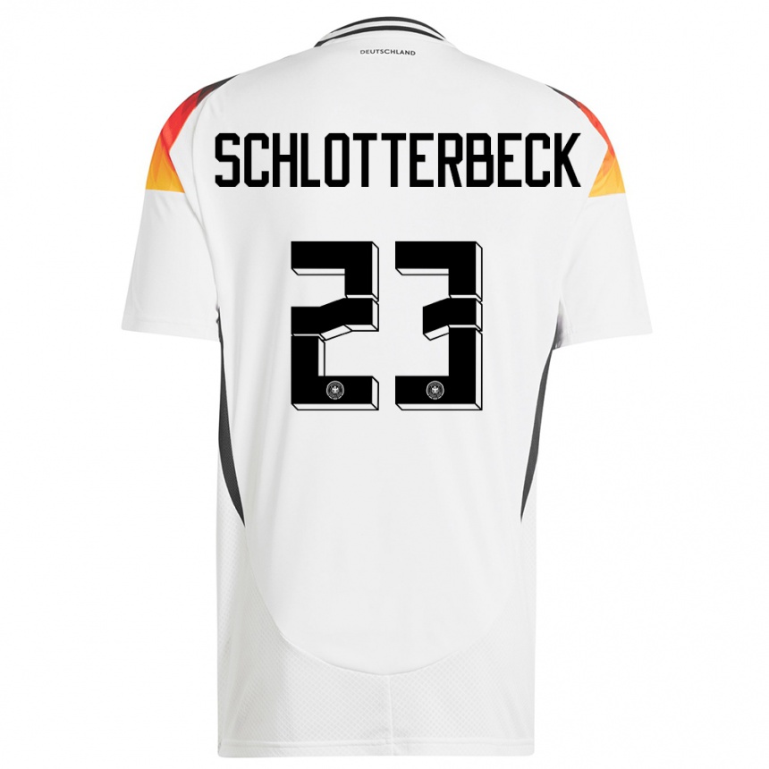 Damen Fußball Deutschland Nico Schlotterbeck #23 Weiß Heimtrikot Trikot 24-26 T-Shirt Luxemburg
