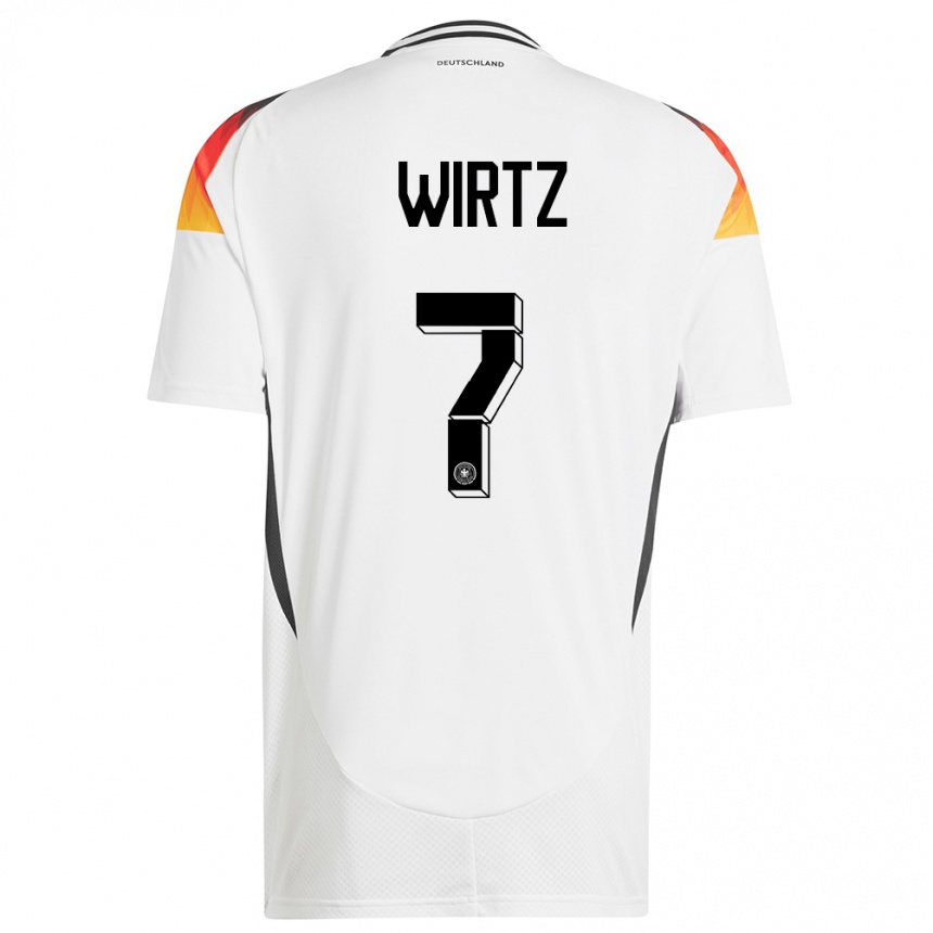 Damen Fußball Deutschland Florian Wirtz #7 Weiß Heimtrikot Trikot 24-26 T-Shirt Luxemburg