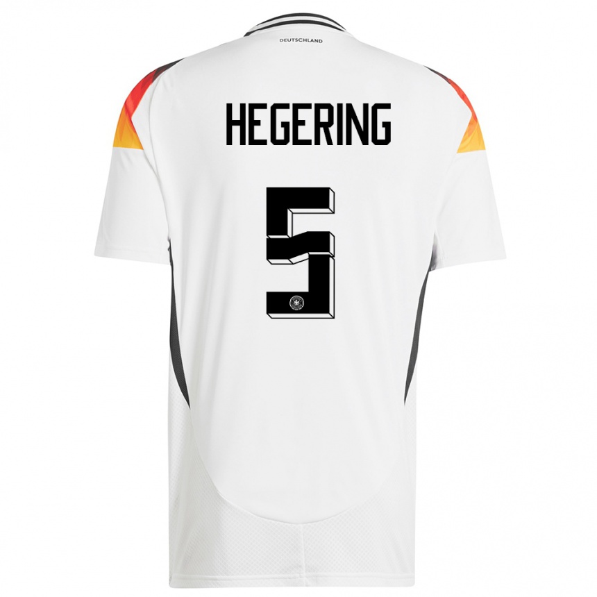 Damen Fußball Deutschland Marina Hegering #5 Weiß Heimtrikot Trikot 24-26 T-Shirt Luxemburg