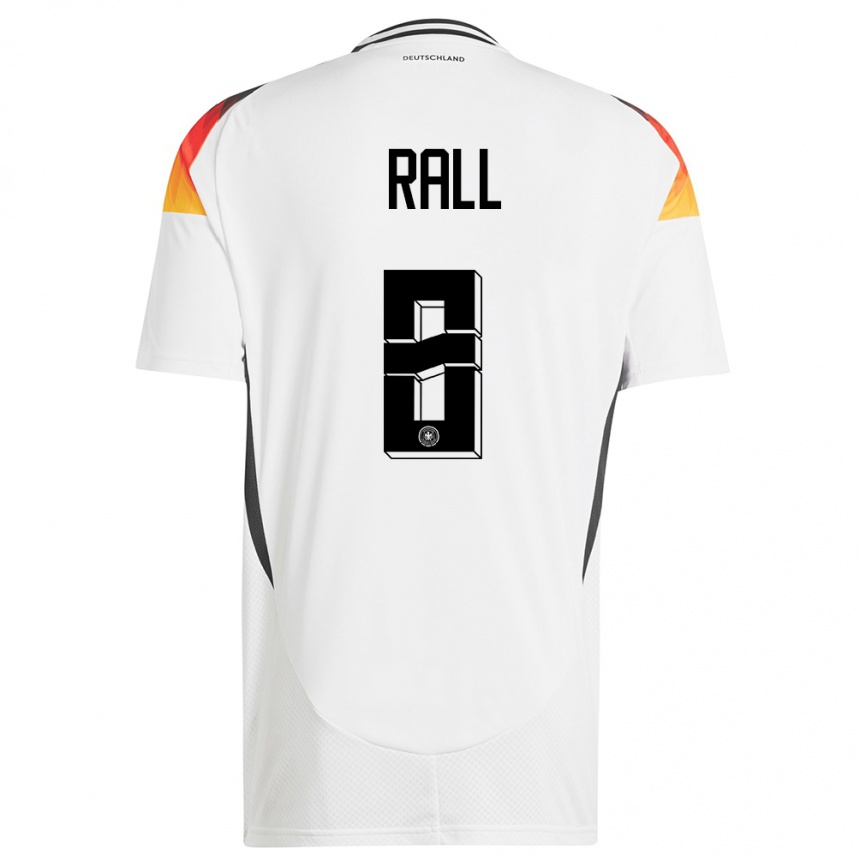 Damen Fußball Deutschland Maximiliane Rall #8 Weiß Heimtrikot Trikot 24-26 T-Shirt Luxemburg