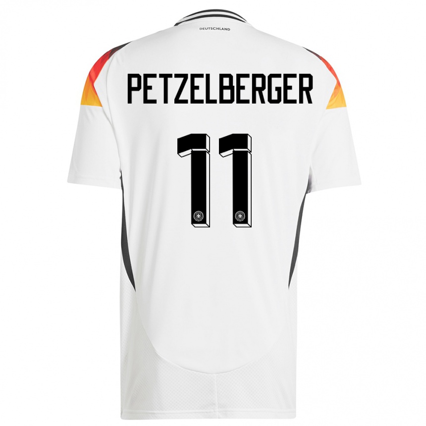 Damen Fußball Deutschland Ramona Petzelberger #11 Weiß Heimtrikot Trikot 24-26 T-Shirt Luxemburg