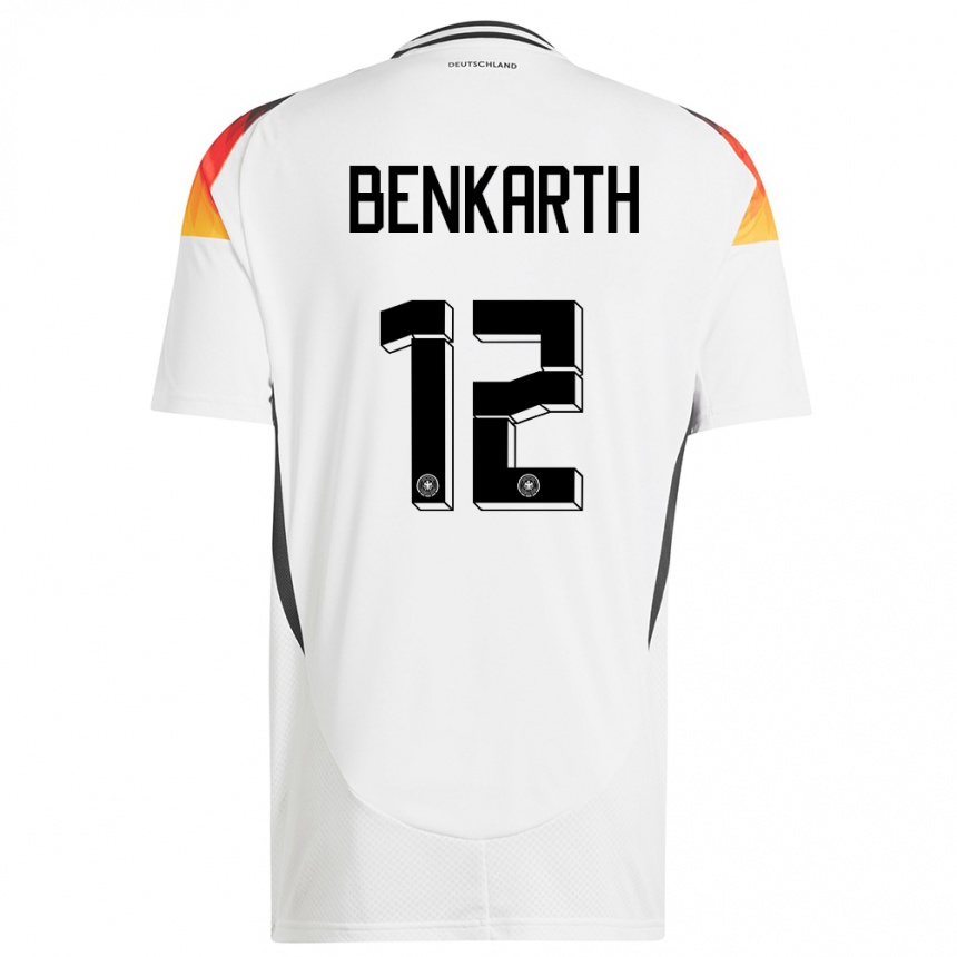 Damen Fußball Deutschland Laura Benkarth #12 Weiß Heimtrikot Trikot 24-26 T-Shirt Luxemburg