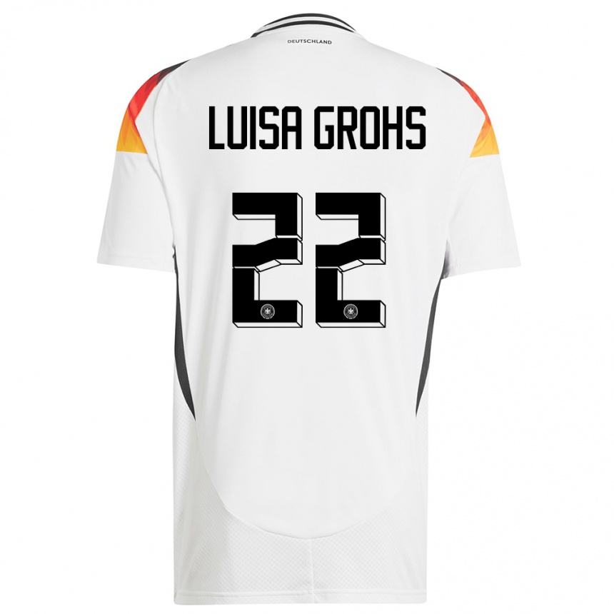Damen Fußball Deutschland Maria Luisa Grohs #22 Weiß Heimtrikot Trikot 24-26 T-Shirt Luxemburg