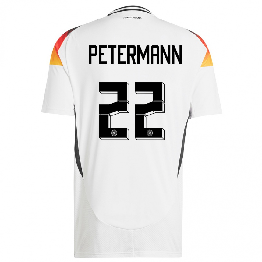 Damen Fußball Deutschland Lena Petermann #22 Weiß Heimtrikot Trikot 24-26 T-Shirt Luxemburg