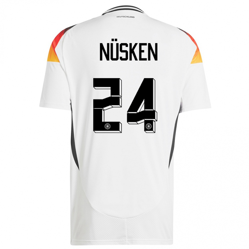 Damen Fußball Deutschland Sjoeke Nusken #24 Weiß Heimtrikot Trikot 24-26 T-Shirt Luxemburg