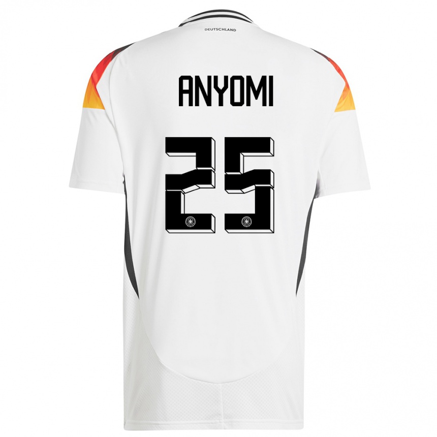 Damen Fußball Deutschland Nicole Anyomi #25 Weiß Heimtrikot Trikot 24-26 T-Shirt Luxemburg