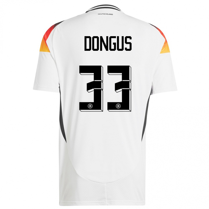 Damen Fußball Deutschland Fabienne Dongus #33 Weiß Heimtrikot Trikot 24-26 T-Shirt Luxemburg