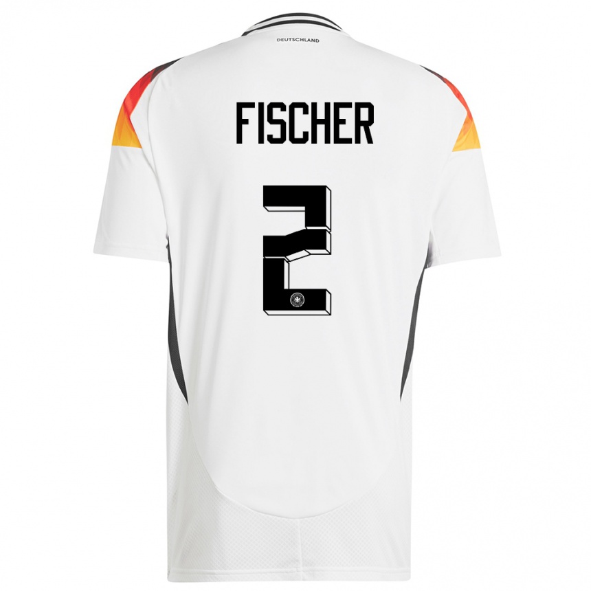 Damen Fußball Deutschland Kilian Fischer #2 Weiß Heimtrikot Trikot 24-26 T-Shirt Luxemburg