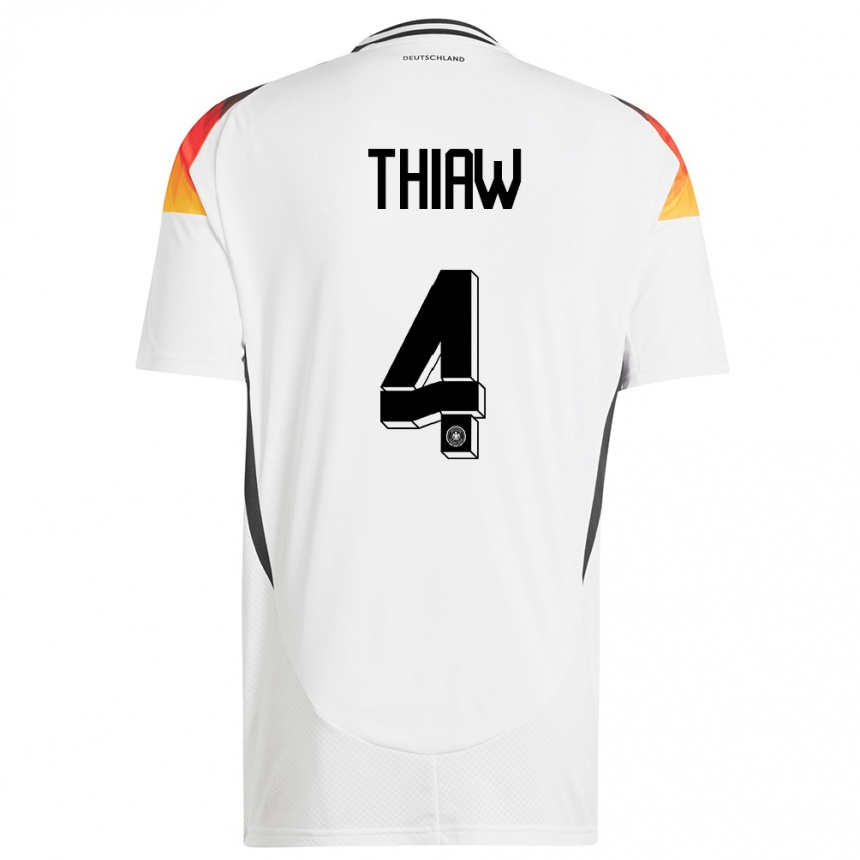 Damen Fußball Deutschland Malick Thiaw #4 Weiß Heimtrikot Trikot 24-26 T-Shirt Luxemburg
