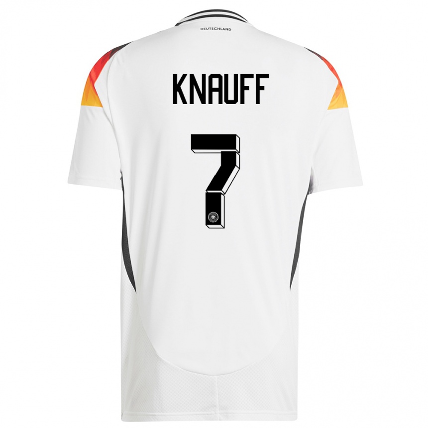 Damen Fußball Deutschland Ansgar Knauff #7 Weiß Heimtrikot Trikot 24-26 T-Shirt Luxemburg