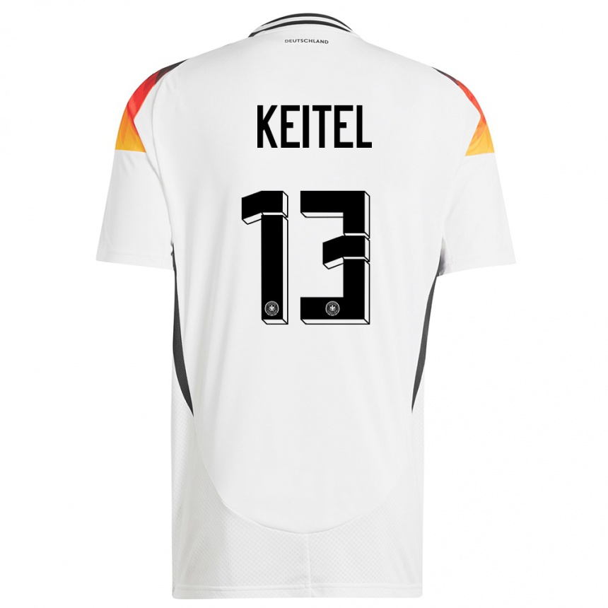 Damen Fußball Deutschland Yannik Keitel #13 Weiß Heimtrikot Trikot 24-26 T-Shirt Luxemburg