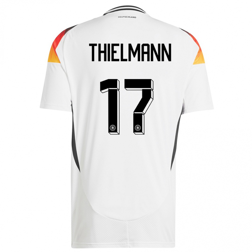 Damen Fußball Deutschland Jan Thielmann #17 Weiß Heimtrikot Trikot 24-26 T-Shirt Luxemburg