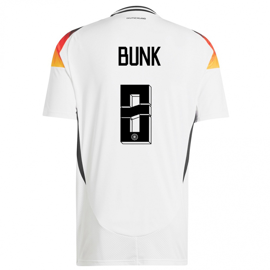 Damen Fußball Deutschland Daniel Bunk #8 Weiß Heimtrikot Trikot 24-26 T-Shirt Luxemburg