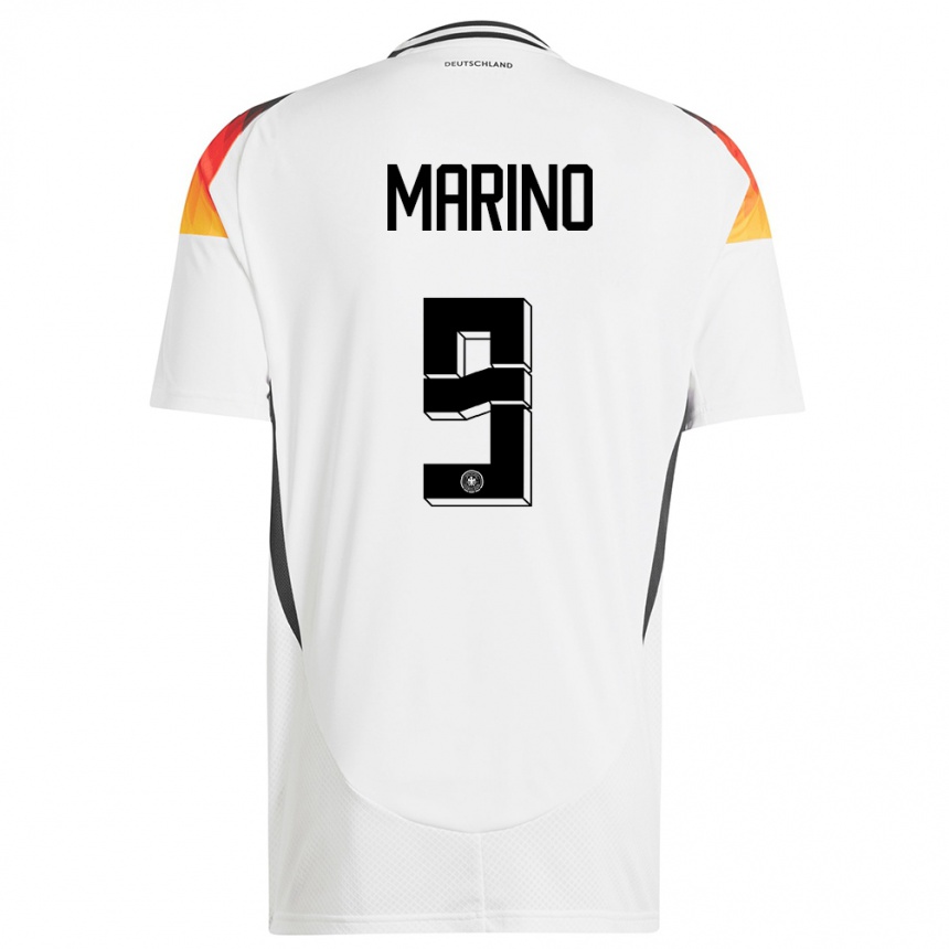 Damen Fußball Deutschland Stefano Marino #9 Weiß Heimtrikot Trikot 24-26 T-Shirt Luxemburg