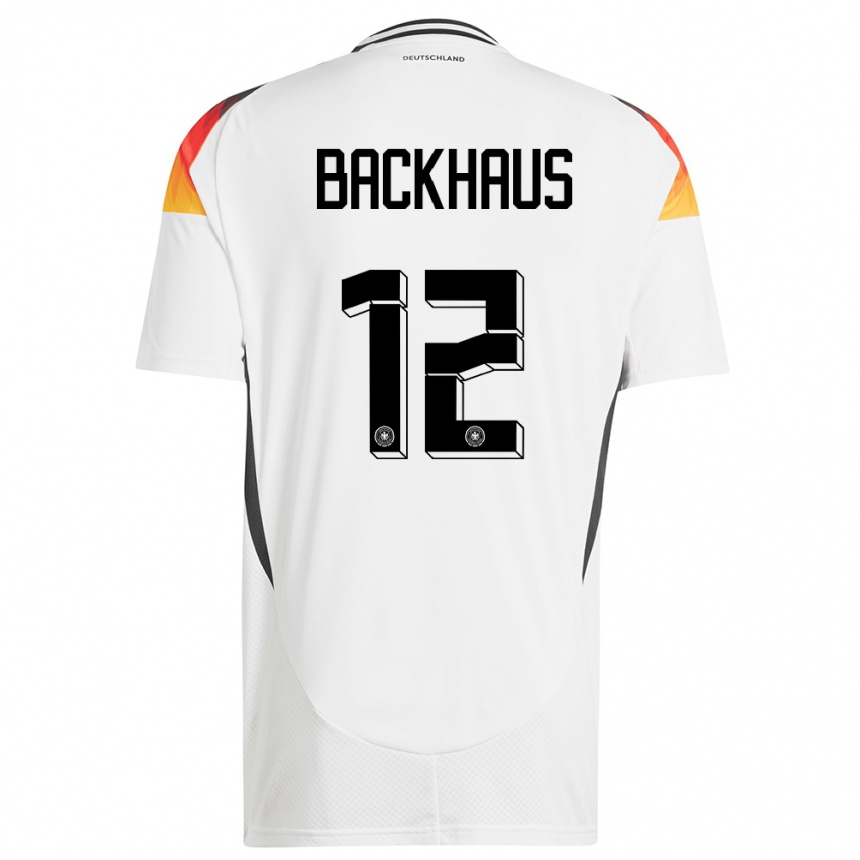 Damen Fußball Deutschland Mio Backhaus #12 Weiß Heimtrikot Trikot 24-26 T-Shirt Luxemburg