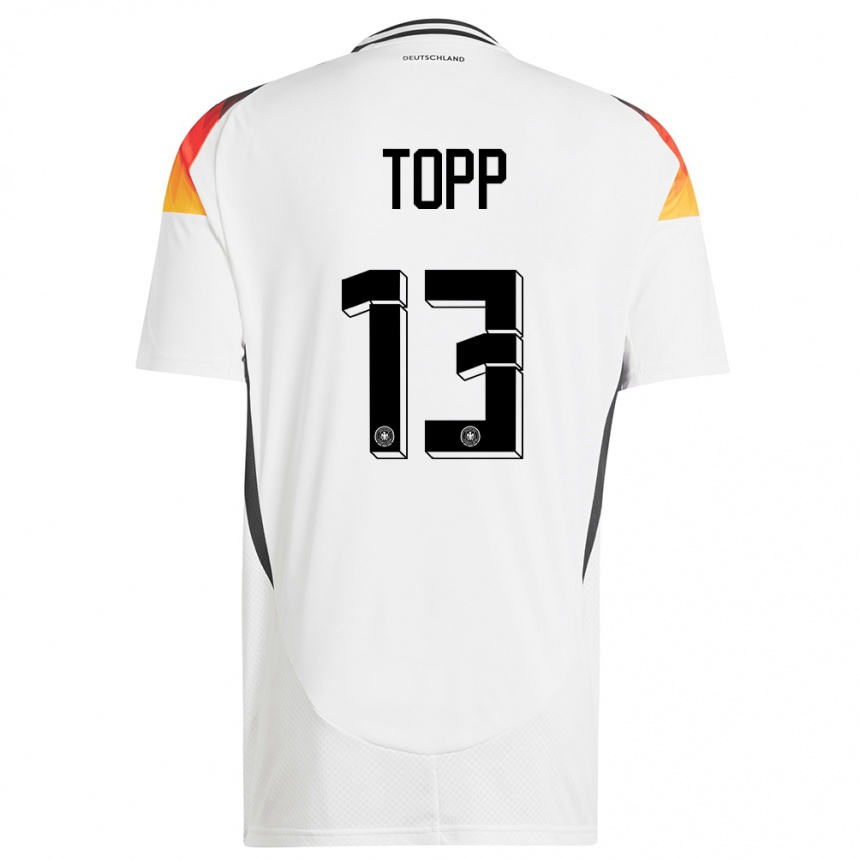 Damen Fußball Deutschland Keke Topp #13 Weiß Heimtrikot Trikot 24-26 T-Shirt Luxemburg