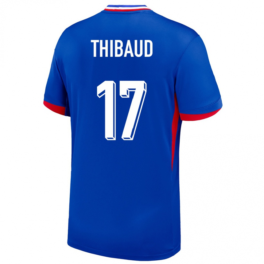 Damen Fußball Frankreich Julie Thibaud #17 Blau Heimtrikot Trikot 24-26 T-Shirt Luxemburg