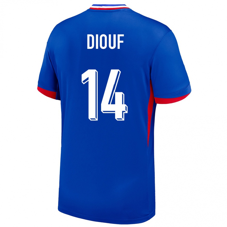 Damen Fußball Frankreich Andy Diouf #14 Blau Heimtrikot Trikot 24-26 T-Shirt Luxemburg