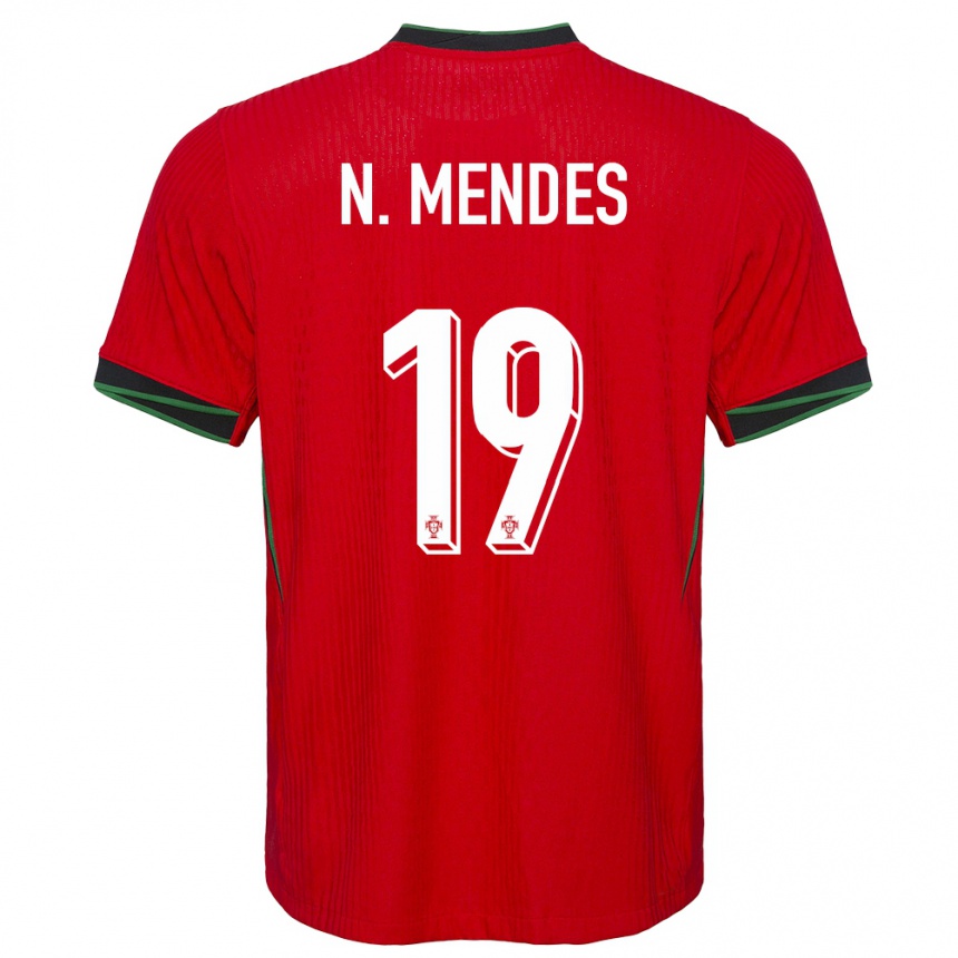 Damen Fußball Portugal Nuno Mendes #19 Rot Heimtrikot Trikot 24-26 T-Shirt Luxemburg