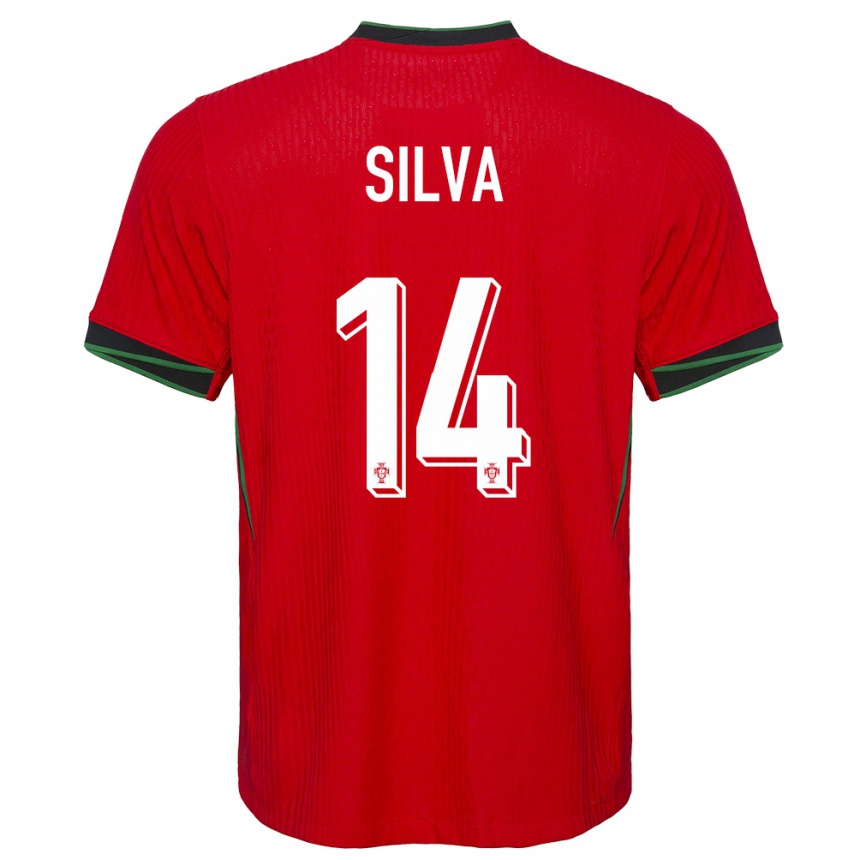 Damen Fußball Portugal Dolores Silva #14 Rot Heimtrikot Trikot 24-26 T-Shirt Luxemburg