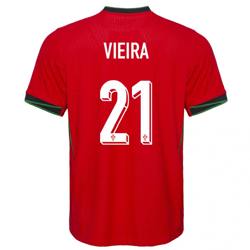 Damen Fußball Portugal Fabio Vieira #21 Rot Heimtrikot Trikot 24-26 T-Shirt Luxemburg