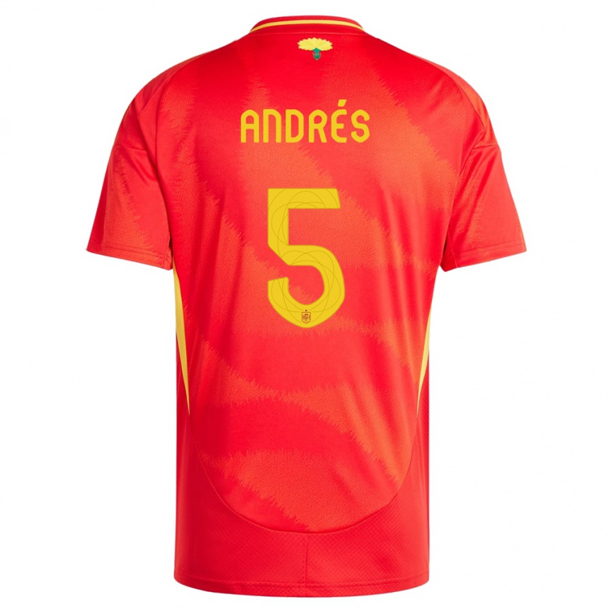 Damen Fußball Spanien Ivana Andres #5 Rot Heimtrikot Trikot 24-26 T-Shirt Luxemburg
