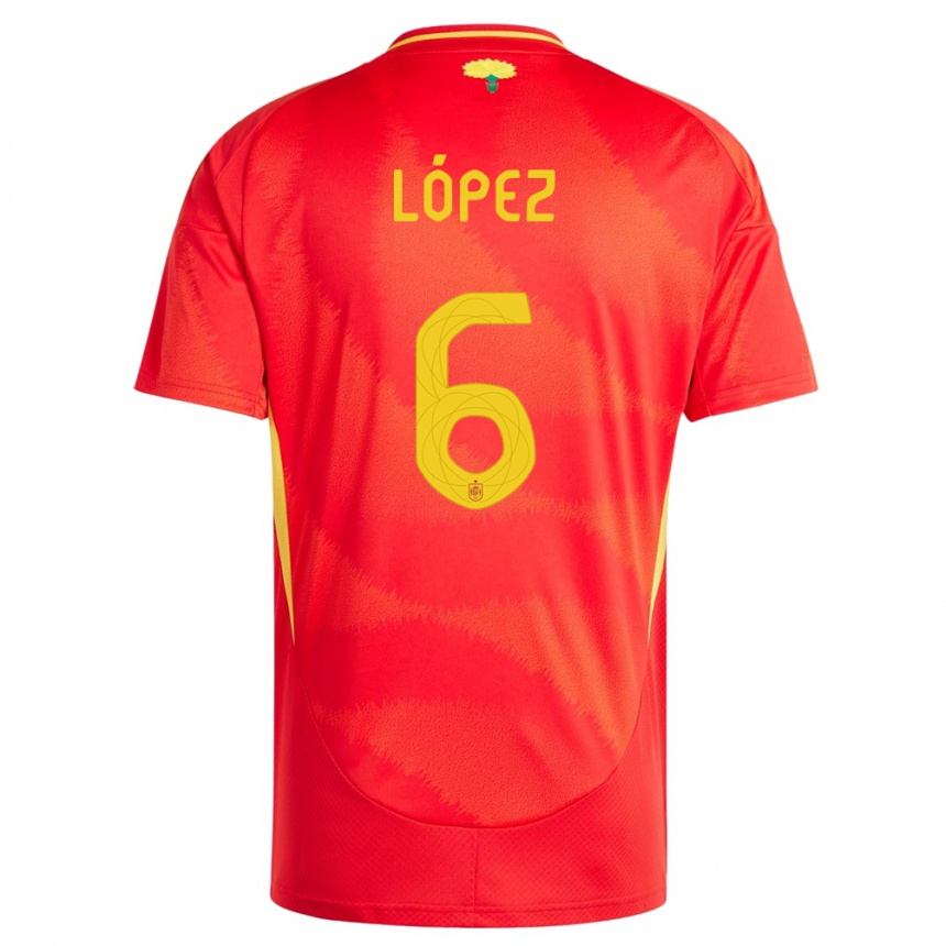Damen Fußball Spanien Maitane Lopez #6 Rot Heimtrikot Trikot 24-26 T-Shirt Luxemburg