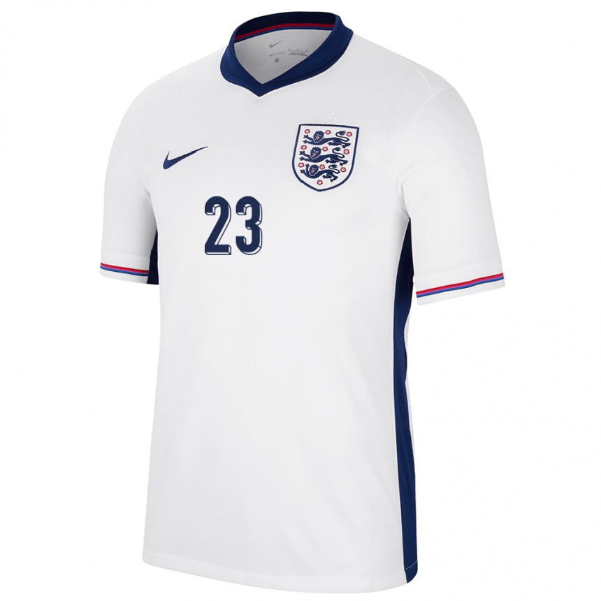 Damen Fußball England Ebony Salmon #23 Weiß Heimtrikot Trikot 24-26 T-Shirt Luxemburg