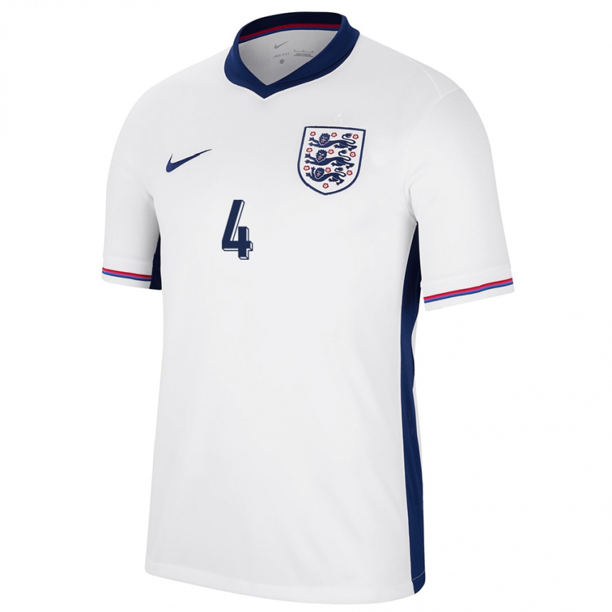 Damen Fußball England Keira Walsh #4 Weiß Heimtrikot Trikot 24-26 T-Shirt Luxemburg