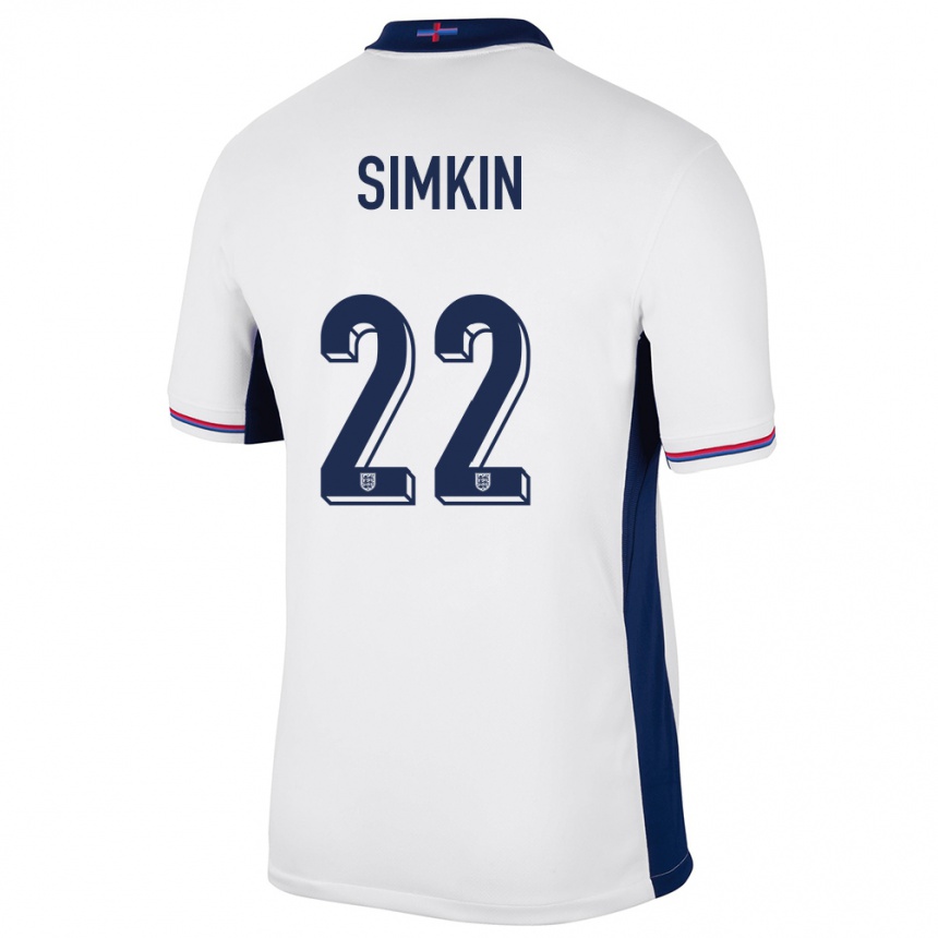 Damen Fußball England Tommy Simkin #22 Weiß Heimtrikot Trikot 24-26 T-Shirt Luxemburg