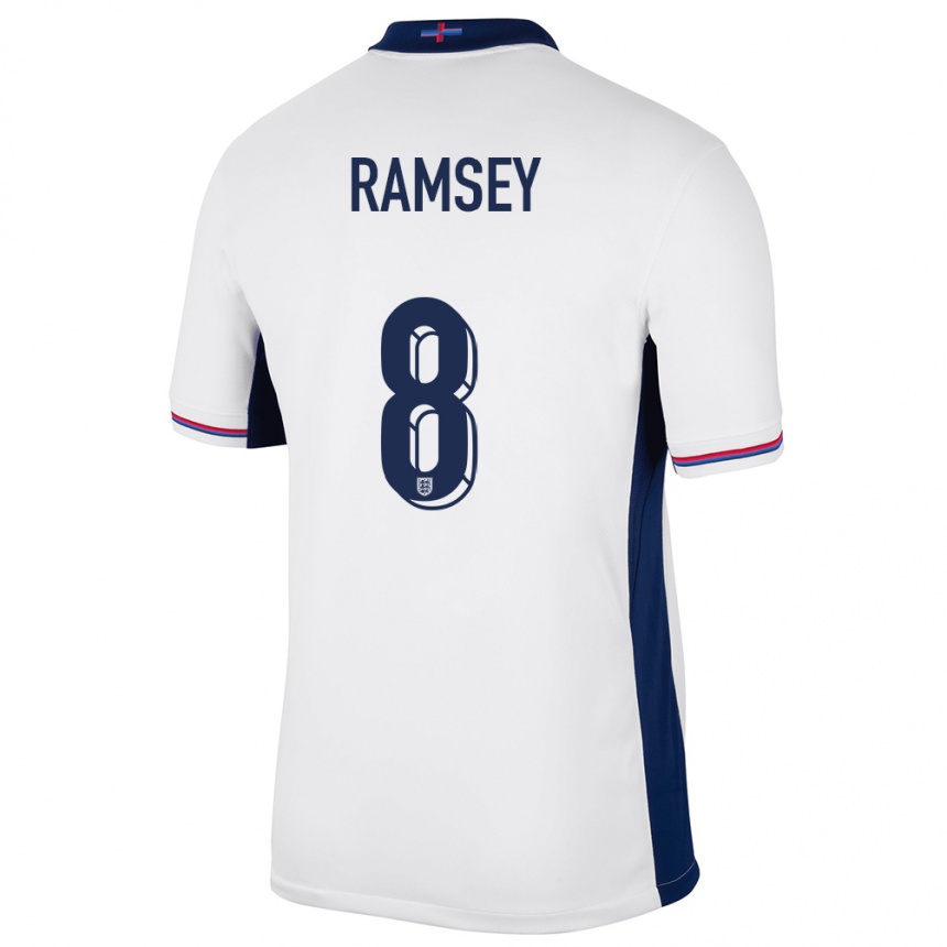 Damen Fußball England Jacob Ramsey #8 Weiß Heimtrikot Trikot 24-26 T-Shirt Luxemburg