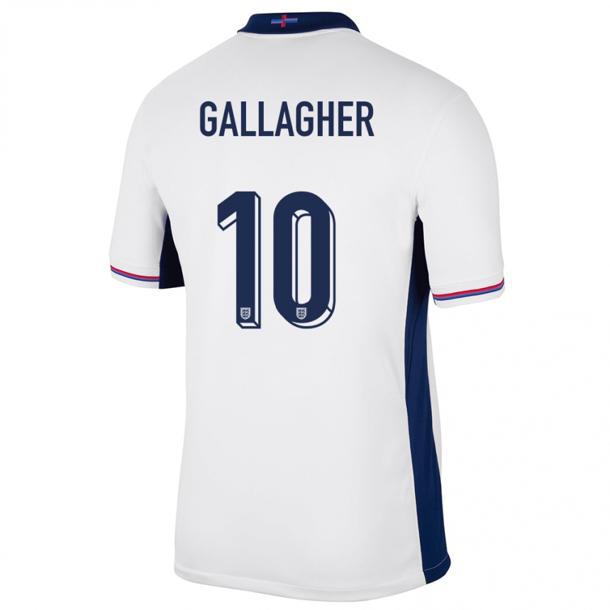Damen Fußball England Conor Gallagher #10 Weiß Heimtrikot Trikot 24-26 T-Shirt Luxemburg