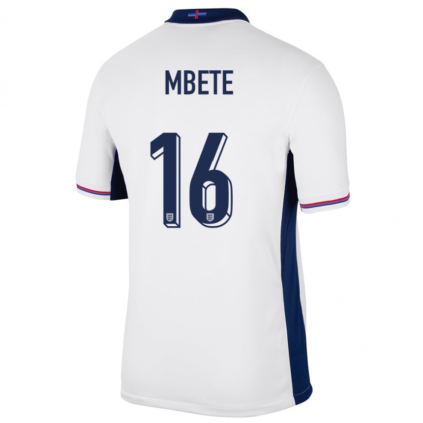 Damen Fußball England Luke Mbete #16 Weiß Heimtrikot Trikot 24-26 T-Shirt Luxemburg