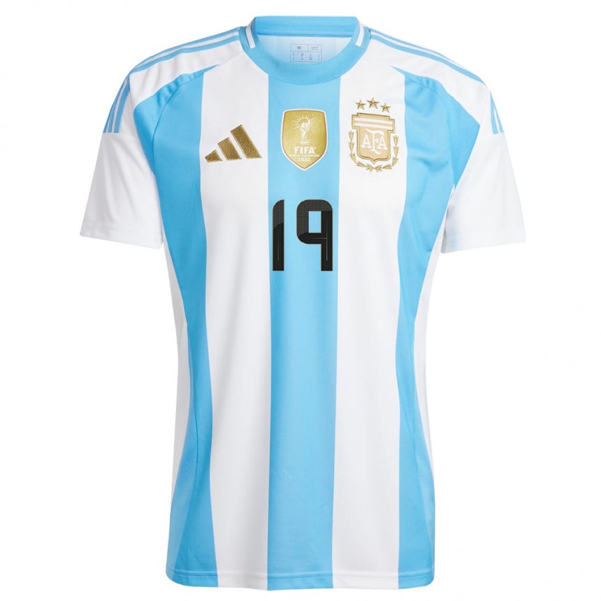 Damen Fußball Argentinien Nicolas Otamendi #19 Weiß Blau Heimtrikot Trikot 24-26 T-Shirt Luxemburg