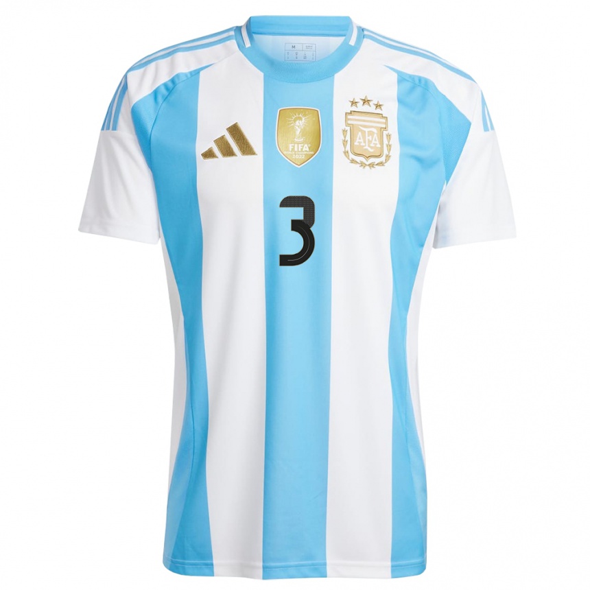 Damen Fußball Argentinien Nicolas Tagliafico #3 Weiß Blau Heimtrikot Trikot 24-26 T-Shirt Luxemburg