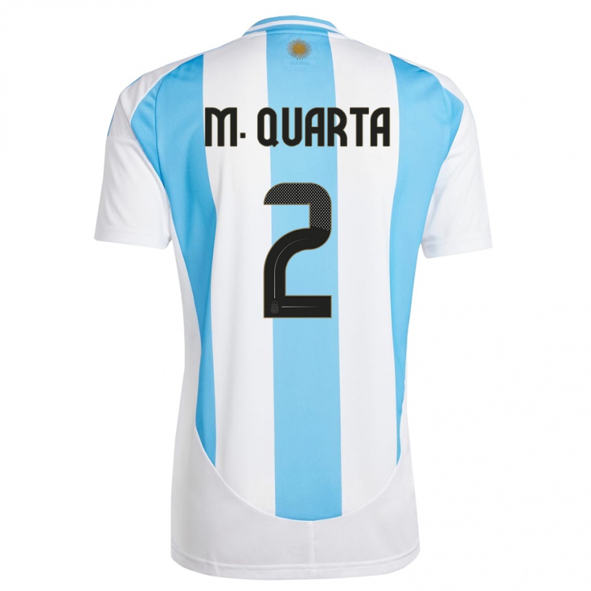 Damen Fußball Argentinien Lucas Martinez Quarta #2 Weiß Blau Heimtrikot Trikot 24-26 T-Shirt Luxemburg