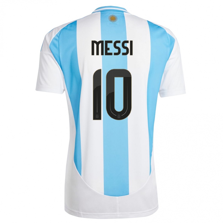 Damen Fußball Argentinien Lionel Messi #10 Weiß Blau Heimtrikot Trikot 24-26 T-Shirt Luxemburg