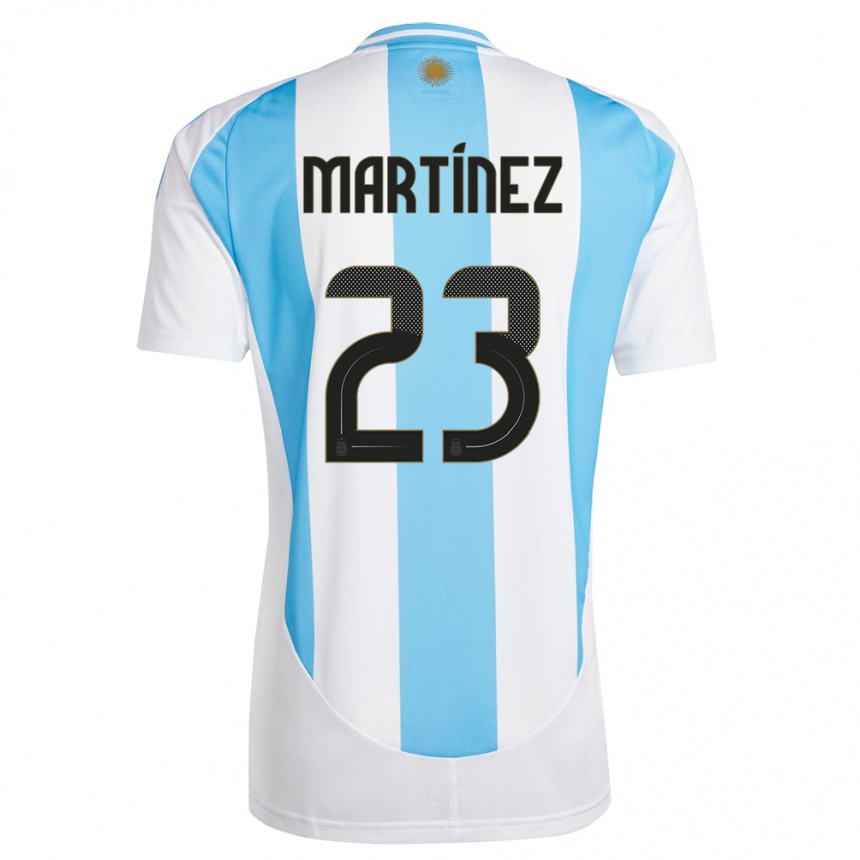 Damen Fußball Argentinien Emiliano Martinez #23 Weiß Blau Heimtrikot Trikot 24-26 T-Shirt Luxemburg