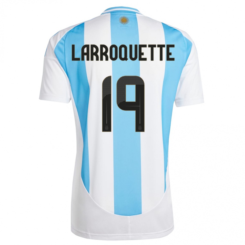 Damen Fußball Argentinien Mariana Larroquette #19 Weiß Blau Heimtrikot Trikot 24-26 T-Shirt Luxemburg