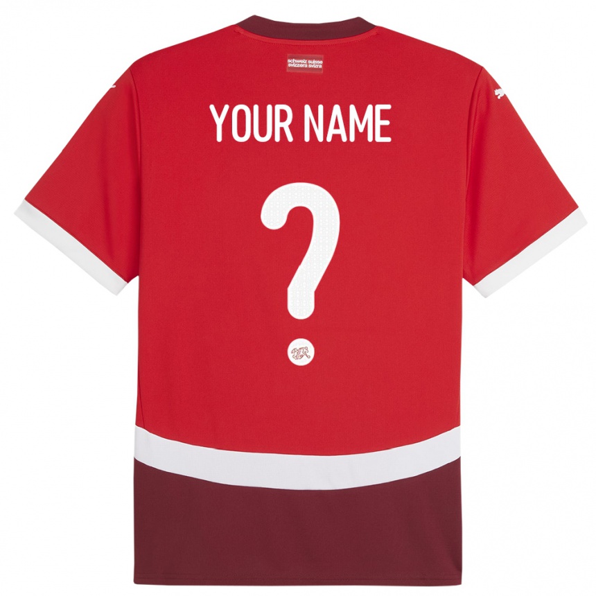 Damen Fußball Schweiz Ihren Namen #0 Rot Heimtrikot Trikot 24-26 T-Shirt Luxemburg