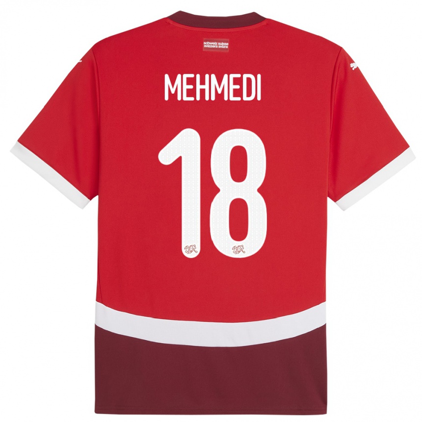 Damen Fußball Schweiz Admir Mehmedi #18 Rot Heimtrikot Trikot 24-26 T-Shirt Luxemburg