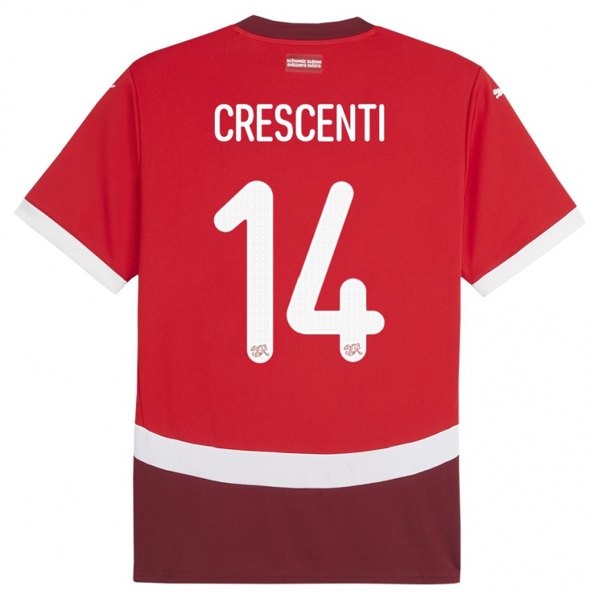 Damen Fußball Schweiz Federico Crescenti #14 Rot Heimtrikot Trikot 24-26 T-Shirt Luxemburg