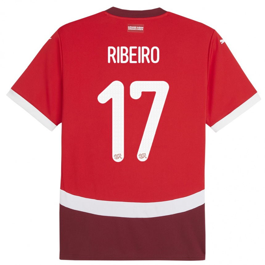 Damen Fußball Schweiz Joel Ribeiro #17 Rot Heimtrikot Trikot 24-26 T-Shirt Luxemburg