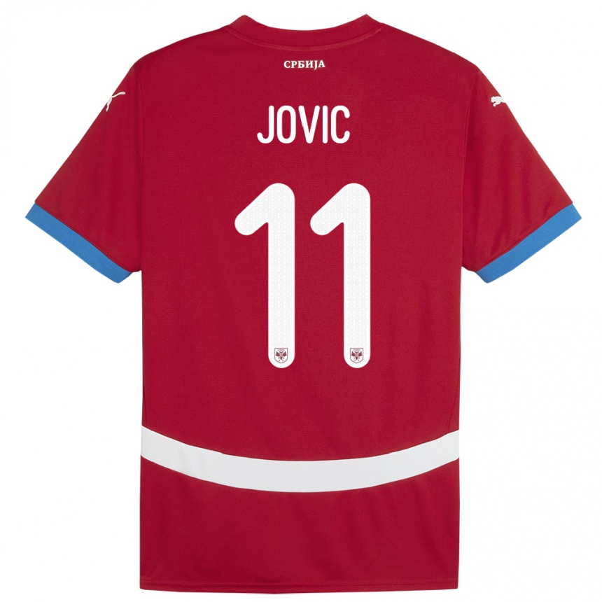Damen Fußball Serbien Luka Jovic #11 Rot Heimtrikot Trikot 24-26 T-Shirt Luxemburg