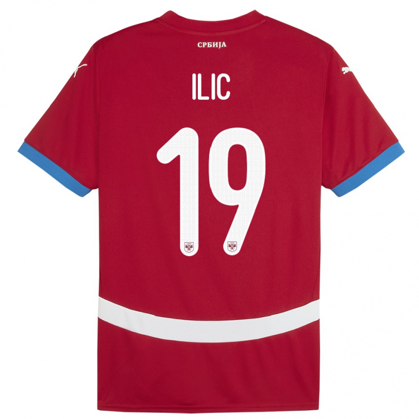 Damen Fußball Serbien Ivan Ilic #19 Rot Heimtrikot Trikot 24-26 T-Shirt Luxemburg