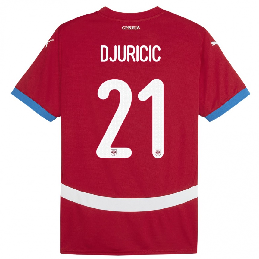 Damen Fußball Serbien Filip Djuricic #21 Rot Heimtrikot Trikot 24-26 T-Shirt Luxemburg